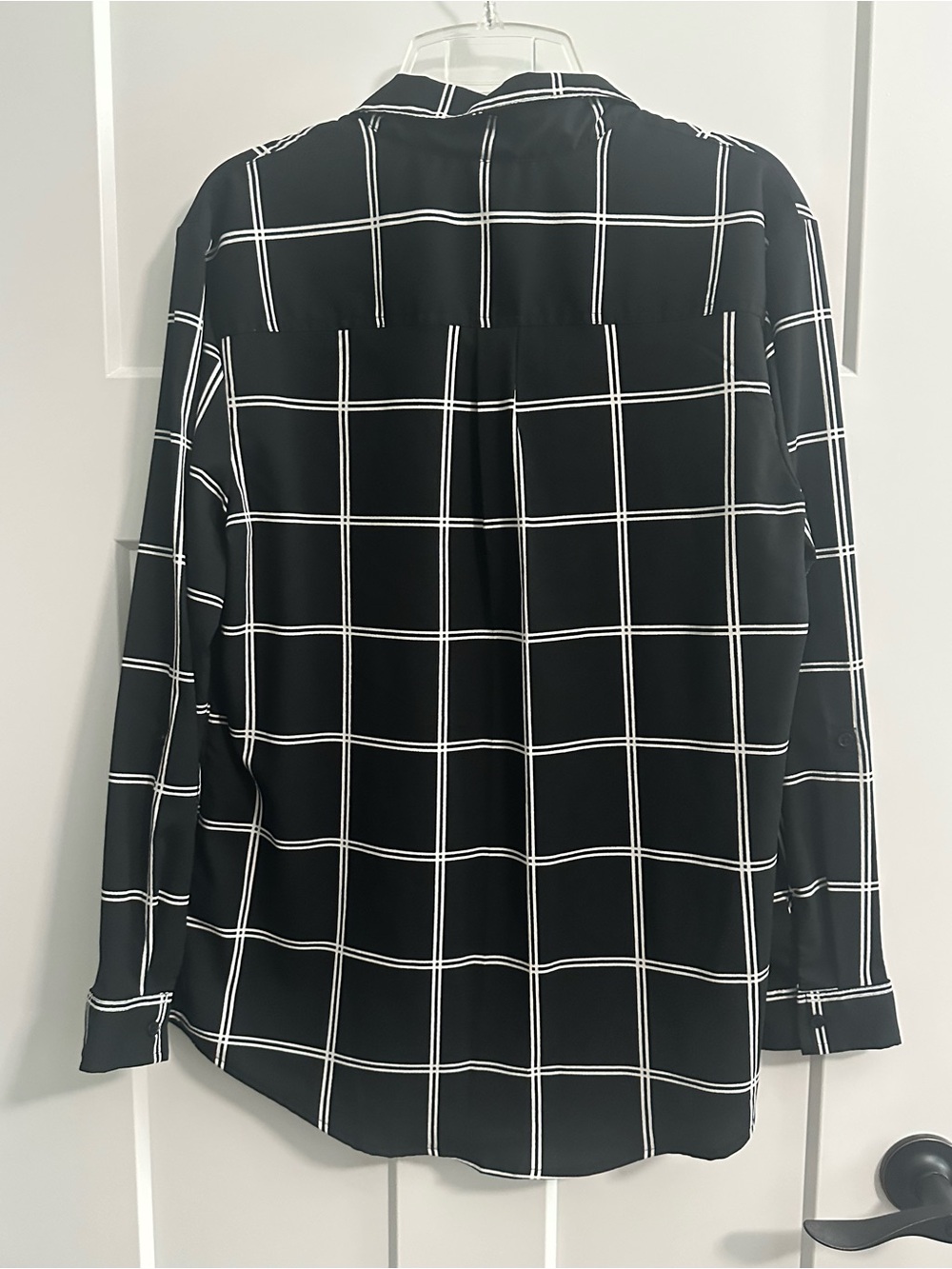 Faded Glory Black and White Windowpane Button-Up Blouse - Picture 3 of 4